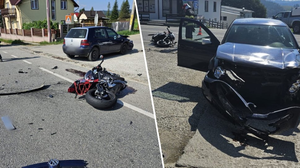 Un motociclist a ajuns la spital în urma unui accident la Poiana Stampei