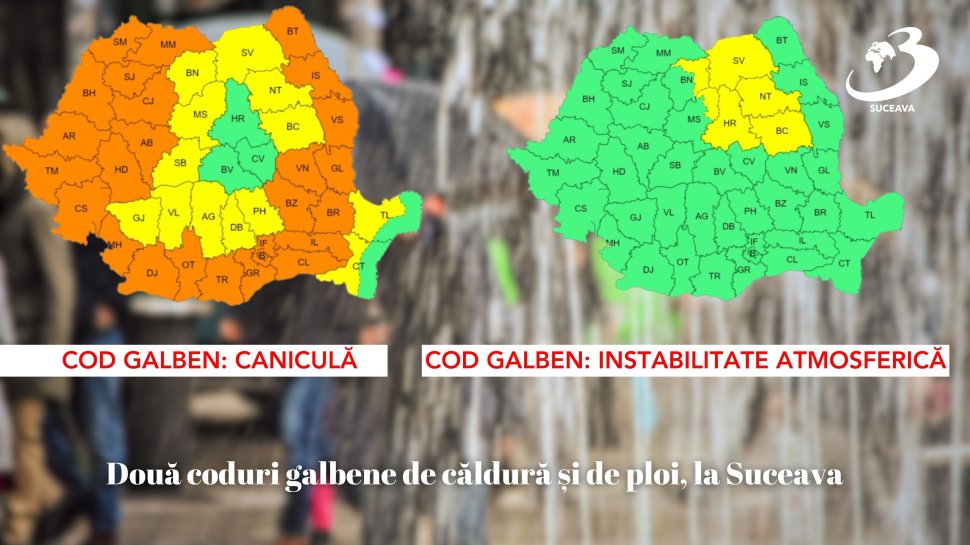 Două coduri galbene de căldură și de ploi, la Suceava 2385