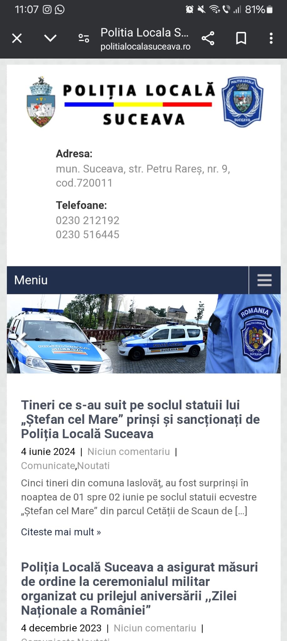 Site-ul poliției locale Suceava compromis de hackeri 