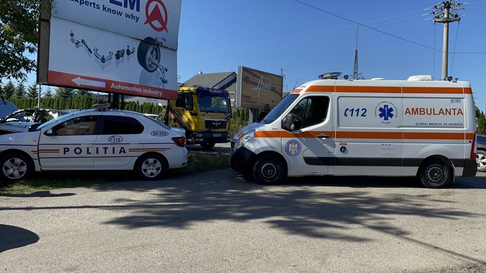 Accident controversat în comuna Șcheia, între o autospecială de poliție și un autoturism 3189