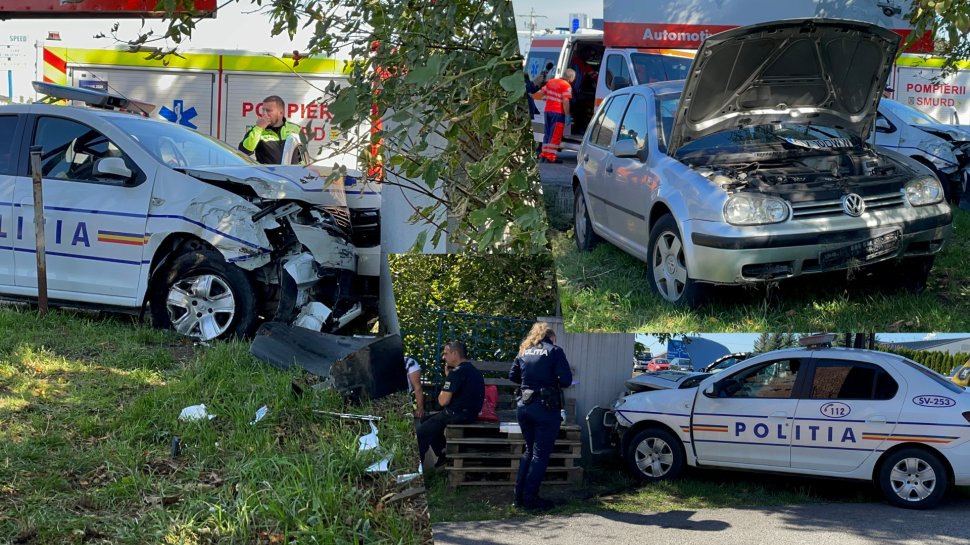 Accident controversat în comuna Șcheia, între o autospecială de poliție și un autoturism