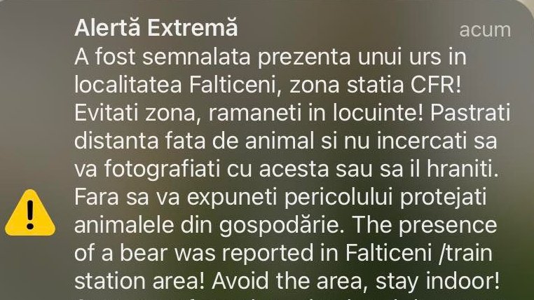 O nouă alertă a fost transmisă pe telefoanele fălticenenilor