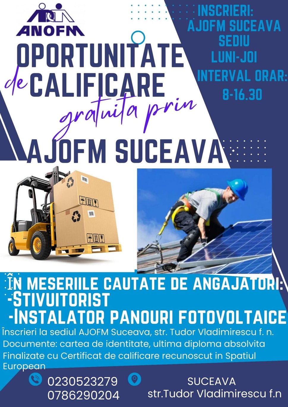 Oportunitate de calificare gratuită prin AJOFM Suceava