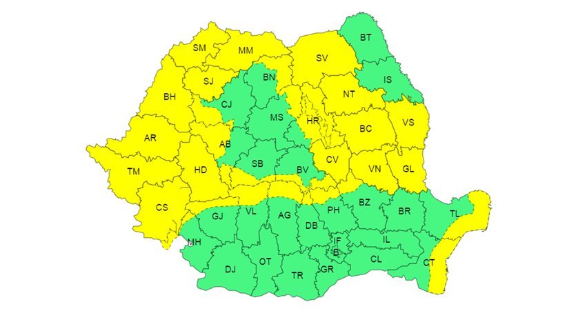 Avertizare de vreme rea: Cod Galben de vânt și ninsori în Suceava