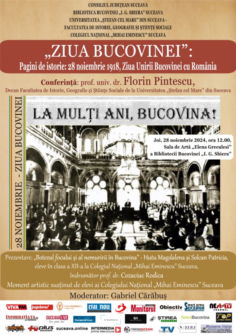 Ziua Bucovinei – Pagini de istorie la Biblioteca Bucovinei „I.G. Sbiera”