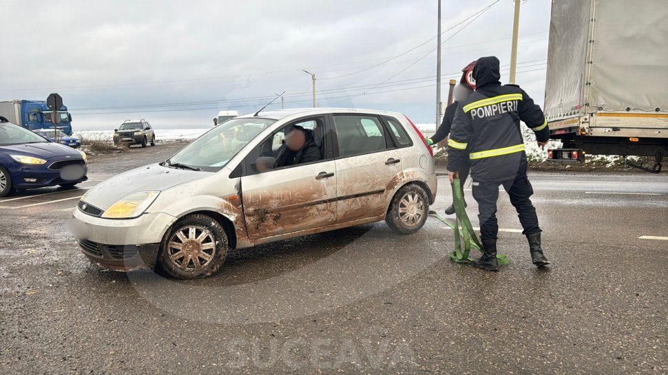 Șoferiță la un pas de o tragedie pe DN2E, la Cumpărătura 6884
