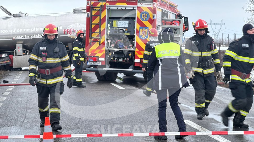 Impact fatal pe E85: Autoturism și cisternă implicate într-un impact violent la Roșiori 7380