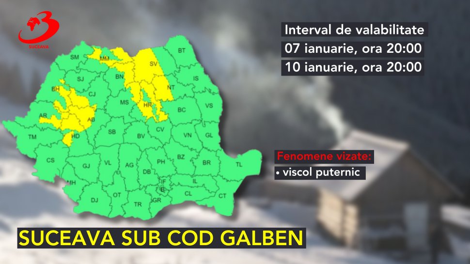 Vreme extremă în următoarele zile cu viscol la munte și vânt puternic