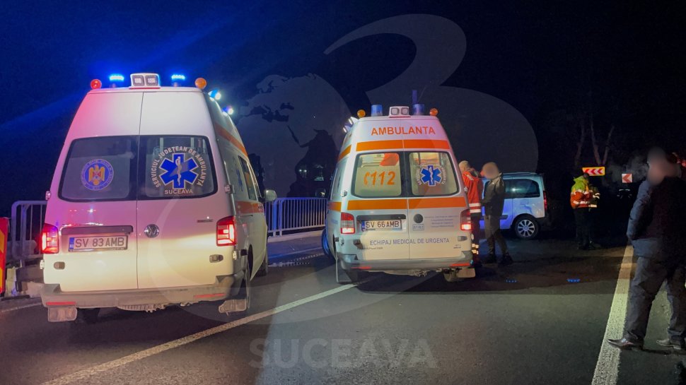 Impact puternic în miez de noapte la Boroaia: două autoturisme s-au ciocnit violent pe fondul carosabilului umed 7554