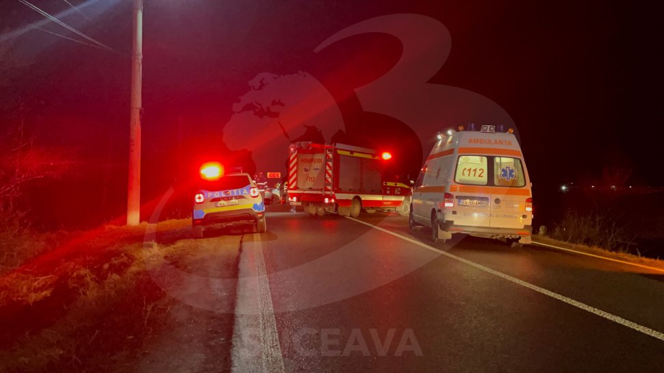 Impact puternic în miez de noapte la Boroaia: două autoturisme s-au ciocnit violent pe fondul carosabilului umed 7559