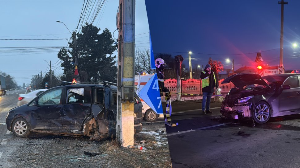 Impact puternic produs între două mașini, într-o intersecție din Cornu Luncii 8311