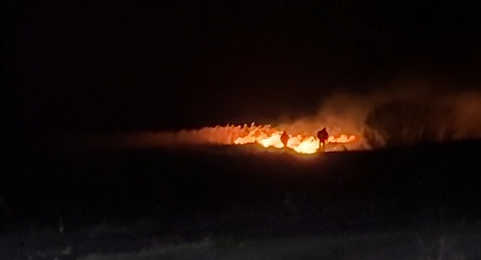 Incendiu de vegetație pe un câmp din Preutești 9566
