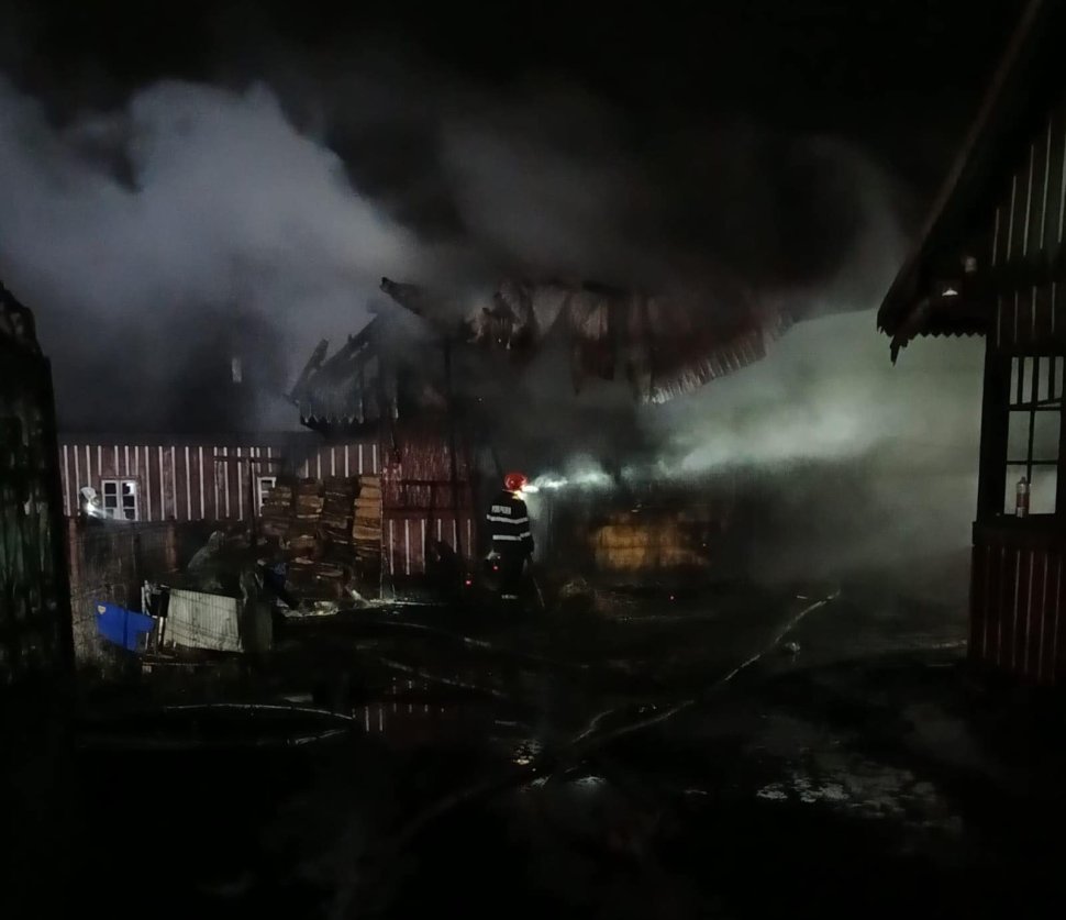 Intervenție cu 7 autospeciale la un incendiu puternic în Arbore 9896