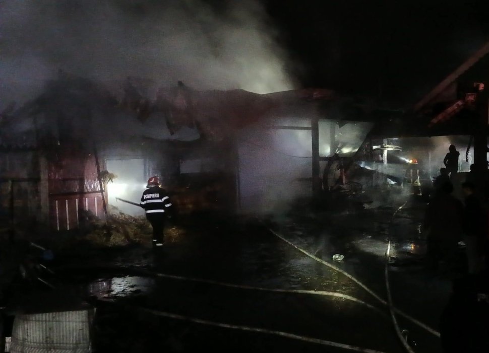 Intervenție cu 7 autospeciale la un incendiu puternic în Arbore 9903