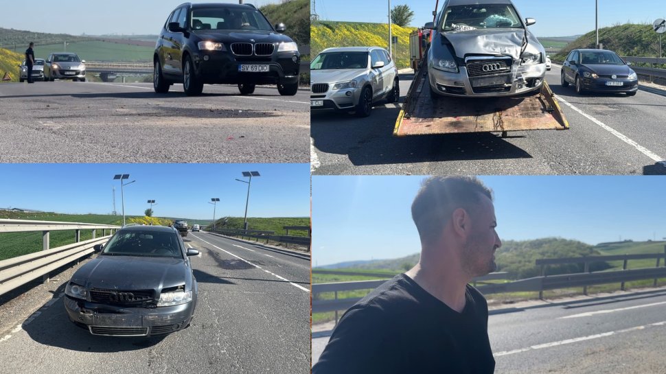  Incident rutier provocat de o depășire imprudentă, șoferul a evitat un accident, dar a intrat în coliziune cu o altă mașină