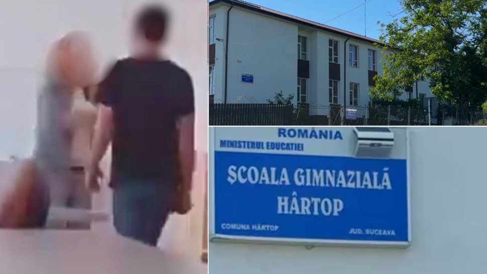 Profesoara de la o școală din Hârtop surprinsă când lovește un elev 