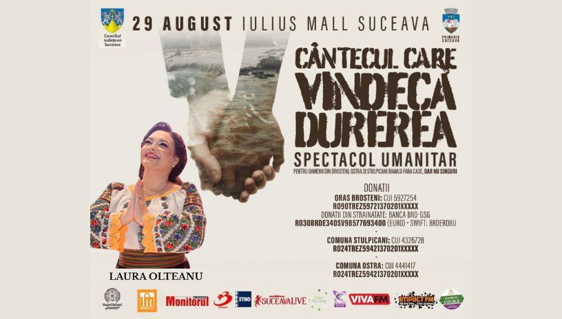 50 de artiști, pe scenă la Suceava, pentru localitățile lovite de ape
