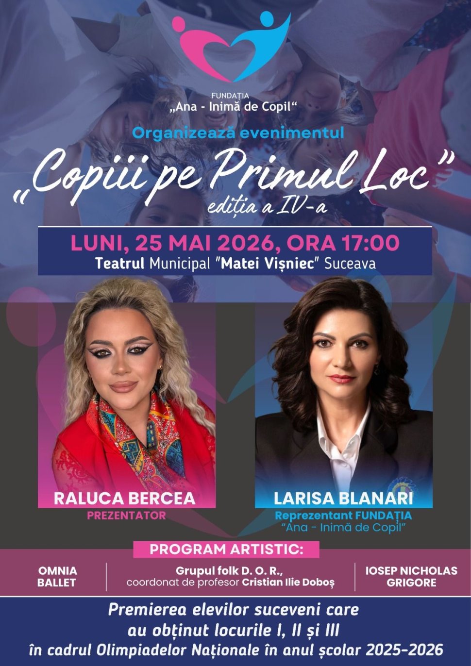Fundația „Ana – Inimă de Copil” îi premiază, pentru al IV-lea an consecutiv, pe olimpicii Sucevei