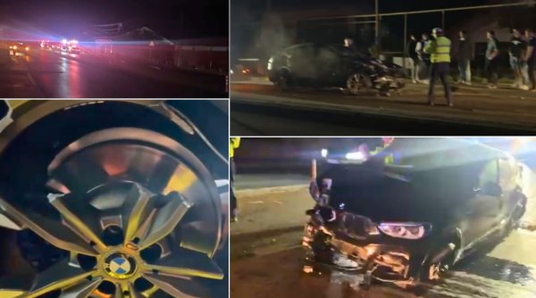 un bolid de lux facut praf la falticeni dupa ce a doborat trei stalpi de iluminat