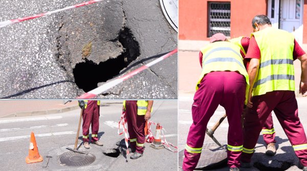nervii soferilor au fost pusi la incercare din cauza unui crater aparut in asfalt nervii soferilor au fost pusi la incercare din cauza unui crater aparut in asfalt