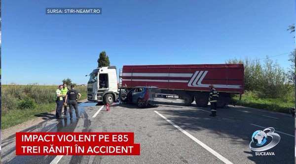 impact violent pe e85 trei raniti in accident