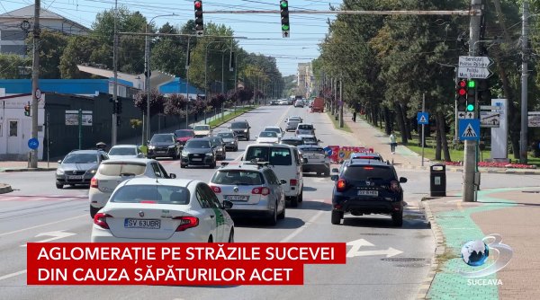 aglomeratie pe strazile sucevei din cauza sapaturilor acet