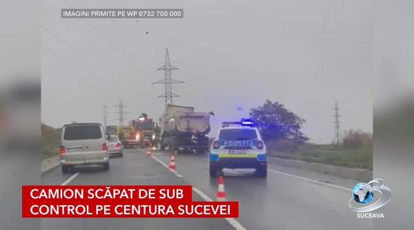 camion scapat de sub control pe centura sucevei camion scapat de sub control pe centura sucevei