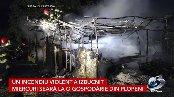 un incendiu violent a izbucnit miercuri seara la o gospodarie din plopeni