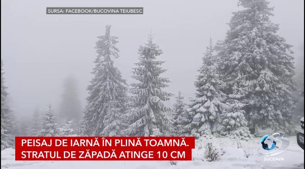 toamna cu iz de iarna prima ninsoare in zona de munte