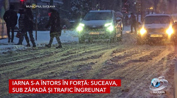 iarna s a intors in forta suceava sub zapada si trafic ingreunat