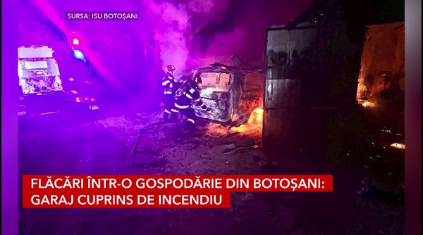 flacari intr o gospodarie din botosani garaj cuprins de incendiu