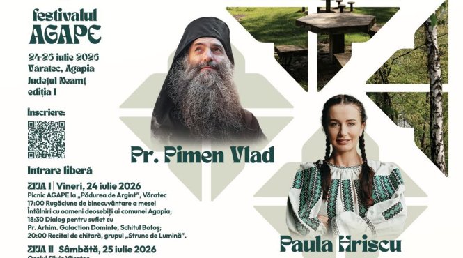 prima editie a festivalului agape are loc intre 24 si 26 iulie la agapia